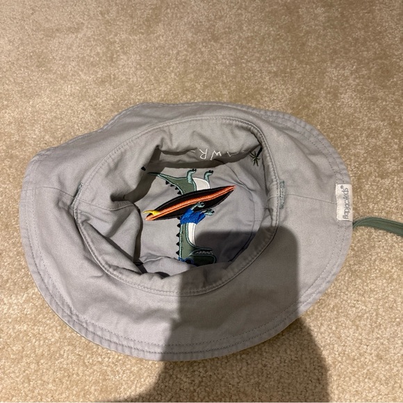 Flapjack Kids Green Gray Reversible Kids Bucket Sun Hat Cap Dinosaur Theme Beach - Picture 7 of 16